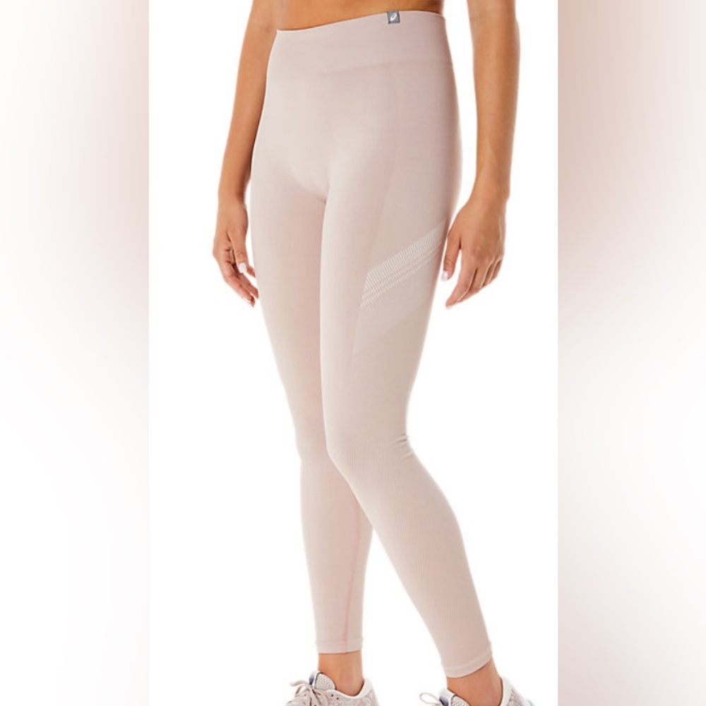 Asics women’s nagino flex seamless tight leggings workout light pink size‎ Large
